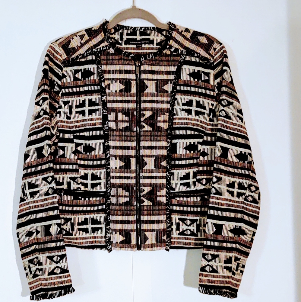 French Connection Black and Brown Patterned Blazer